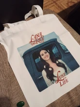 Bolsa de mano con estampado de Lana Del Rey para chicas, bolso de compras con estampado de dibujos animados Hipster, informal, a la moda