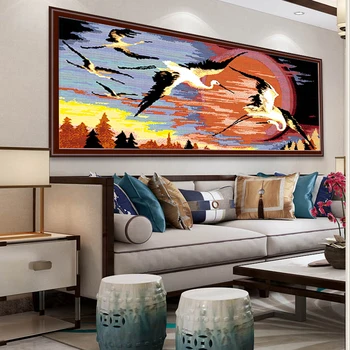 

Beautiful flying crane Animal scenery counted 11CT 14CT Cross Stitch Set DIY DMC Chinese Cross-stitch Kit Embroidery Needlework