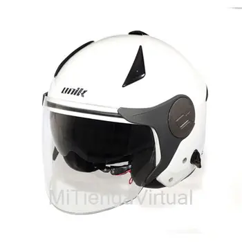 

MOTORCYCLE HELMET UNIK JET UH001 WHITE WITH GLASSES INNER