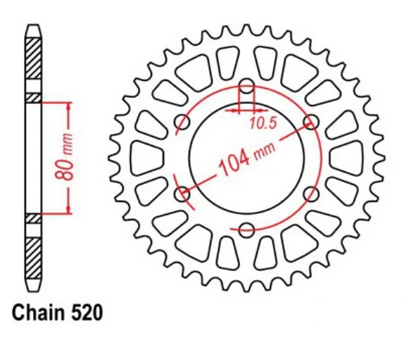 520 цепи 39 т 40 41 Т 42 43 т 45 46T мотоциклетная звёздочка для EN650 ER-6f ER-6n EX650 KLE650 Z650 Z750 Z800 ZX-6R ZX-6RR ZXR400