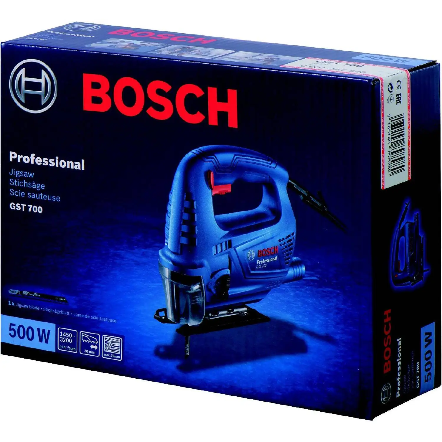 Лобзик электрический Bosch GST 700 (H) (Мощность 500 Вт, 3200 ход/мин, ход 20 мм)