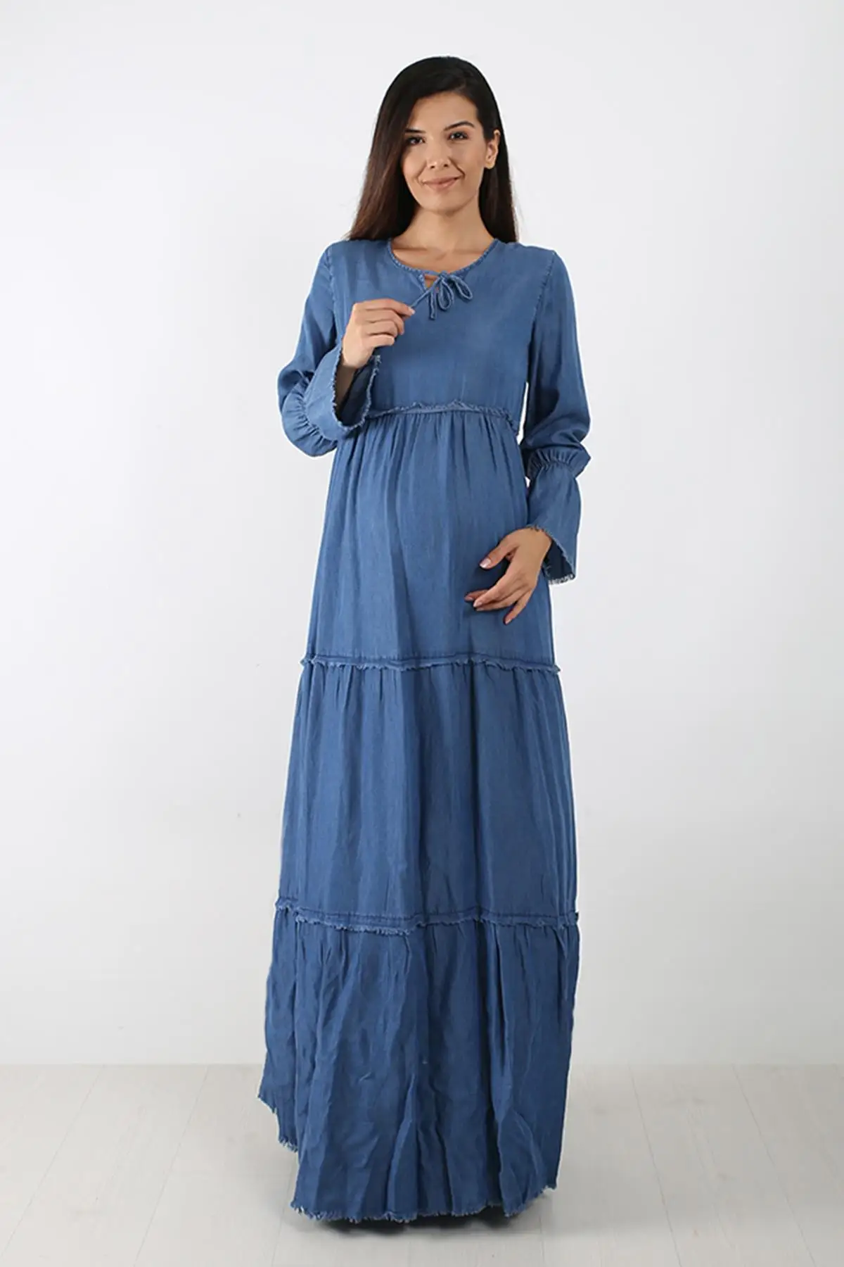 8466-TENCEL TİFTİZ MAXİ платье для беременных