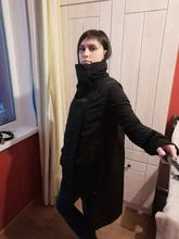 Coat Jacket Cotton-Padded EAM Woman New-Fashion Long-Type Winter Black Stand Lead Regular