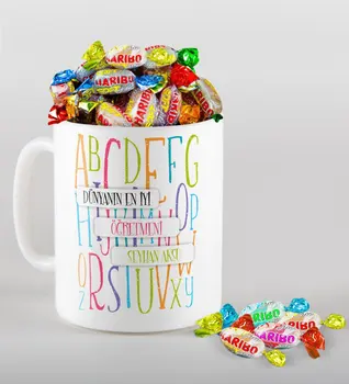 

Personalized World Best Öğretmeni Mug and Haribo Candy Gift Seti-6
