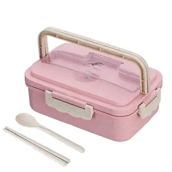 

1000ML Microwave Lunch Box Wheat Straw Dinnerware Food Storage Container Children Kids School Office Portable Bento Box Lunch Ba