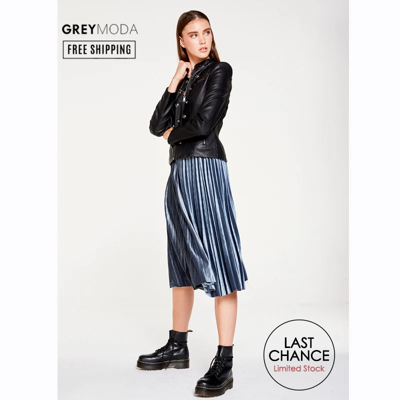 Юбка GREYMODA женские плиссированные бархатные юбки длиной до колена синие винтажные Ретро Металлические вечерние с высокой талией повседневные Модные женские