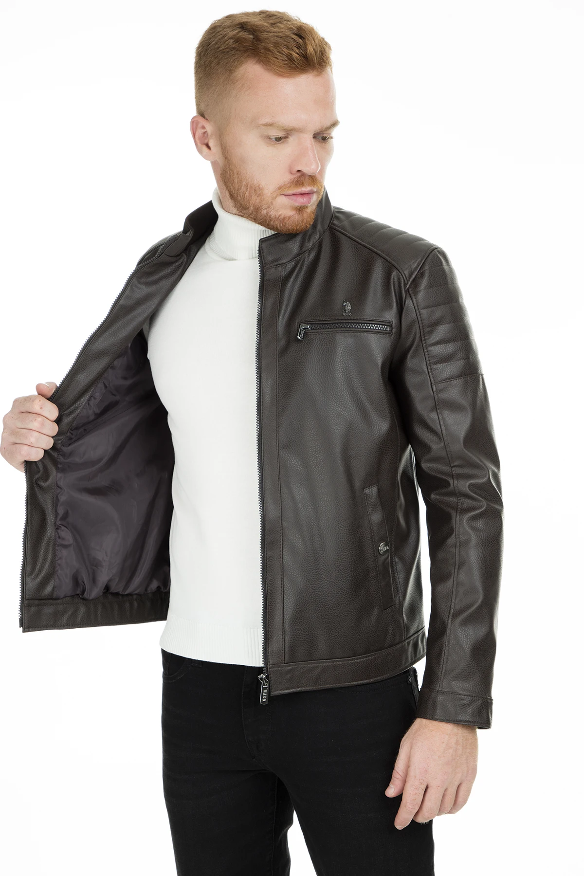 Мужская куртка поло из искусственной кожи G081SZ035P01 P8070|Куртки искуственной кожи| |