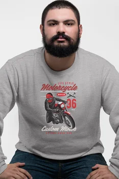 

Angemiel Wear Life Style Motorcyle Gray Men 'S Sweatshirt