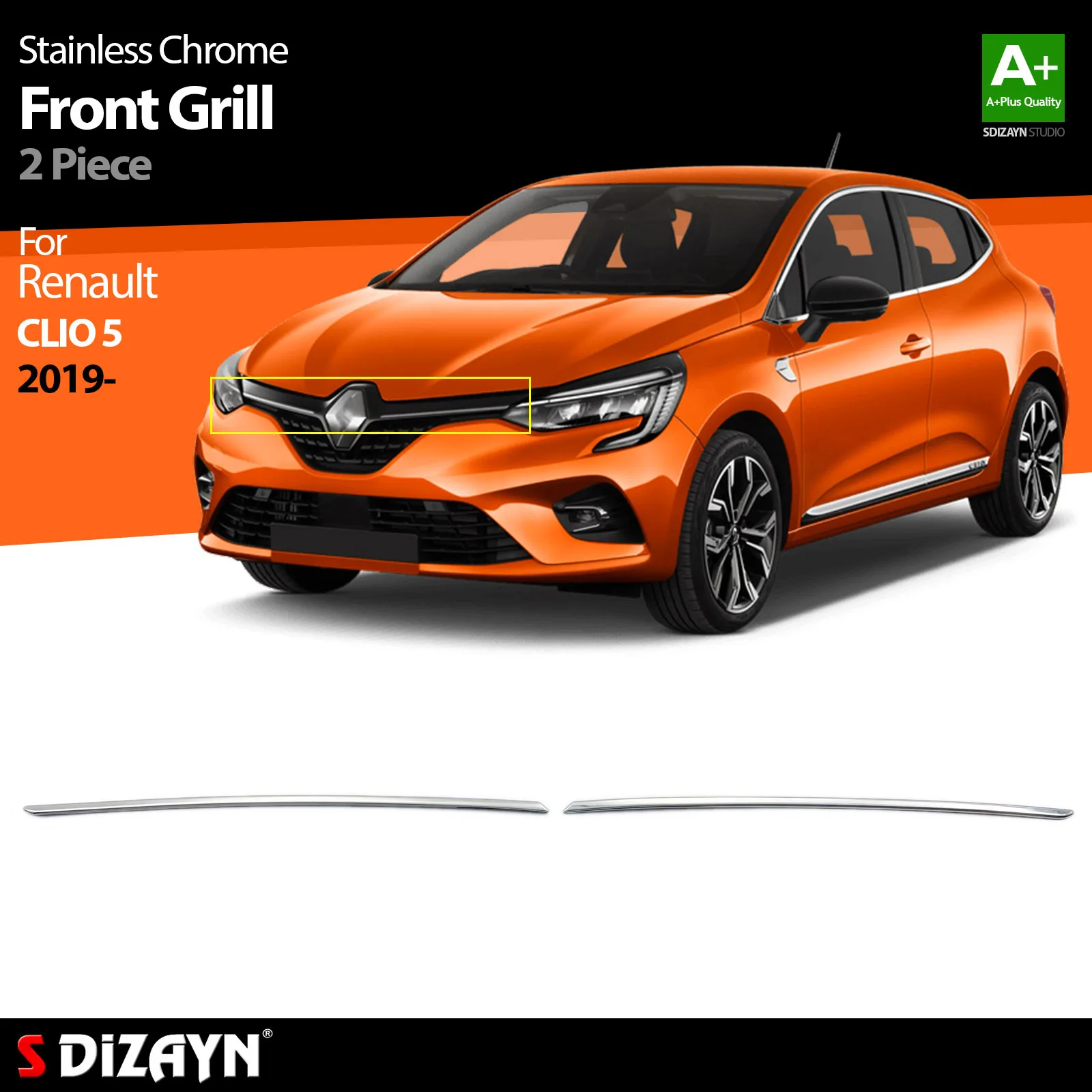 S Dizayn Per Renault Clio 5 Chrome Griglia Anteriore In Acciaio Inossidabile 2 Pc Accessori Per Auto Esterni Parte Prodotti Per Auto Adesivi Styling