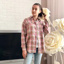 KarSaNy Boyfriend Oversized Shirt Plaid For Women Blouses And Tops Spring Loose Plaid