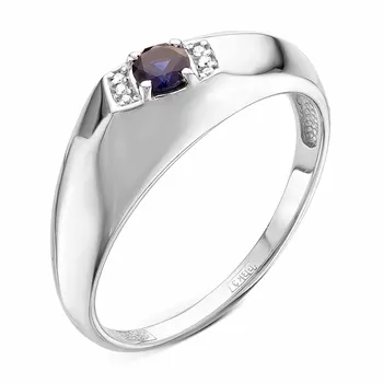 

925 sterling silver ring with stones: diamond, sapphire