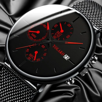

Men's Fashion Watch Stainless Steel Mesh Belt Calendar Quartz Sport Watches Business Casual Watch for Man Clock Montre Homme