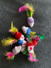 pawstrip Soft Fleece False Mouse Cat Toys Colorful Feather Funny Playing Toys For Cats
