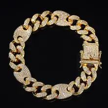 Хип-хоп Модные мужские ювелирные изделия золотого и серебряного цвета браслет с современным стильным дизайном коллекция Iced out кубинский в кристалл кубинский