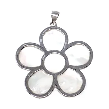 

Pendant 925 Sterling silver m motif flower 31mm. Nacre woman