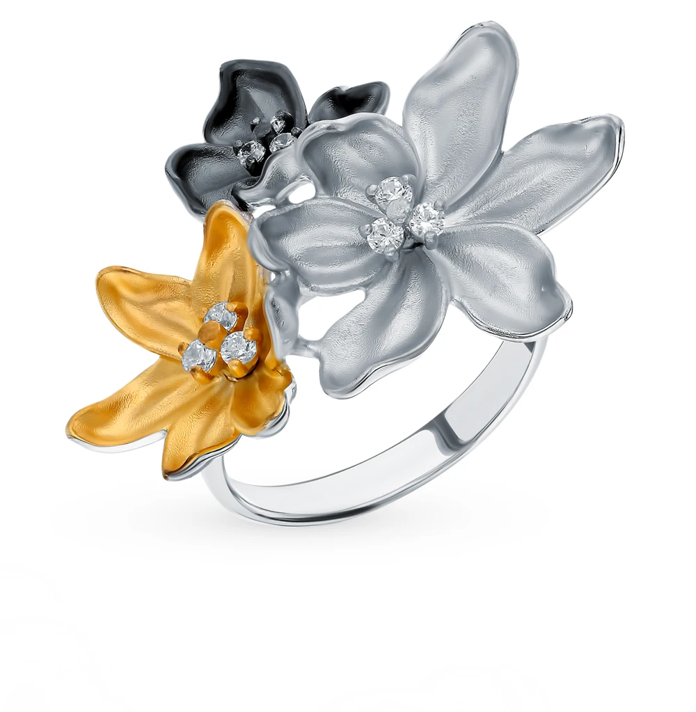 Серебряное кольцо с фианитами SUNLIGHT проба 925