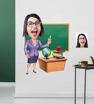 

Personalized Women 'S Teacher Caricature Of Wall Sticker (50x70cm) 1