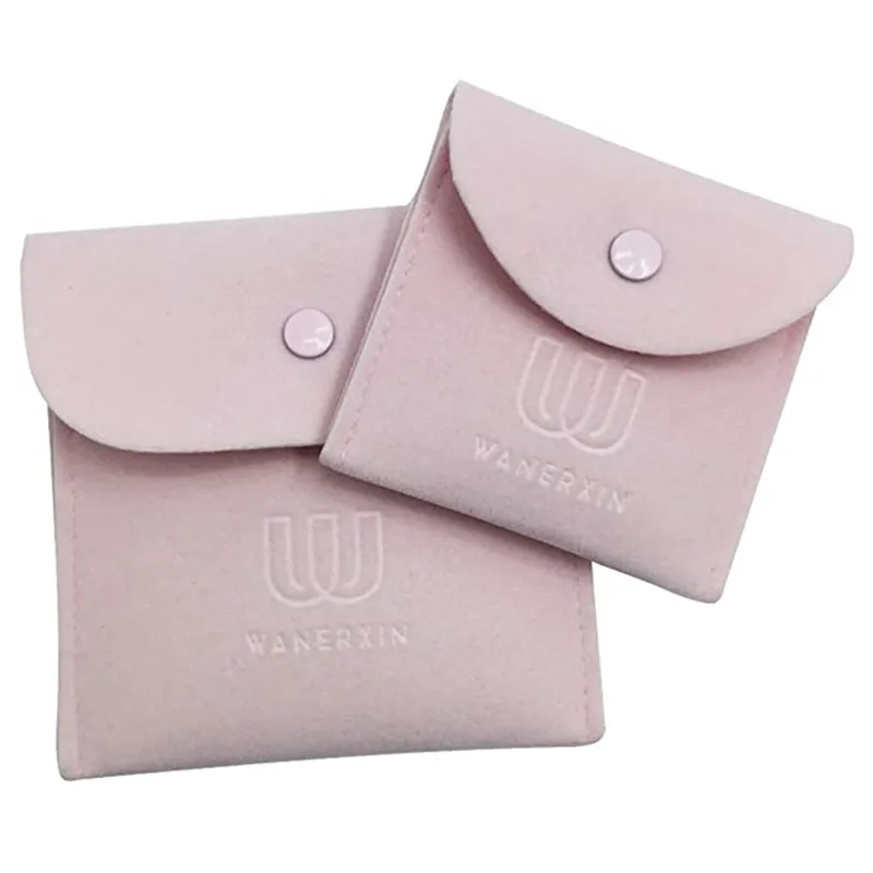 

SheepSew Pack of 2 PCS Suede Leather Jewelry Pouch with Snap Button, Jewelry Bags for Wedding Favors, Bridesmaids, Bridal Party