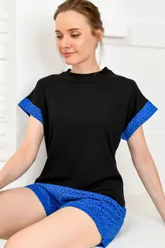 

Trend Alacati Style Women Patterned Shorts Pajamas Suit ALC-X4114