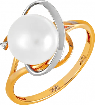 

Примаэксклюзив ring with pearls and cubic zirconia in red gold