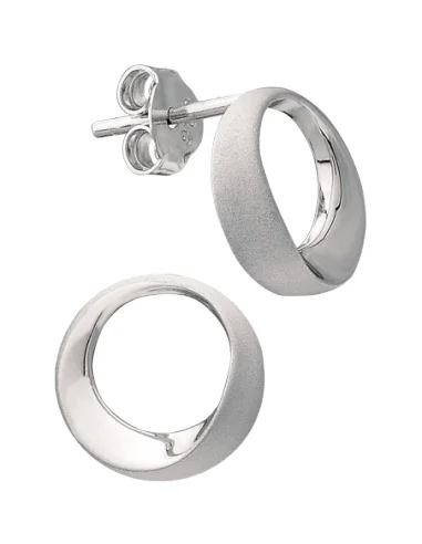 Pendientes Plata Rodiada Circulo mate-Brillo