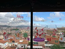 2020 feliz pegatinas de Navidad de ventana adornos navideños para el hogar de vidrio de pared pegatinas Año nuevo etiquetas decoración para el hogar natal Noel