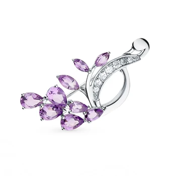 

Silver brooch with amethyst and cubic zirconia sunlight