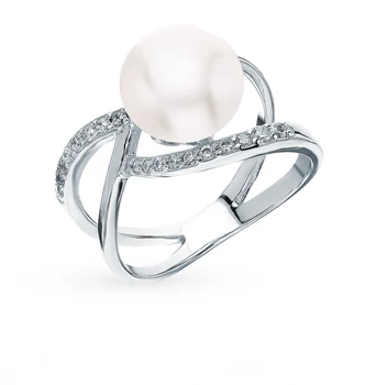 

Silver ring with cubic zirconia and pearls sunlight sample 925 test