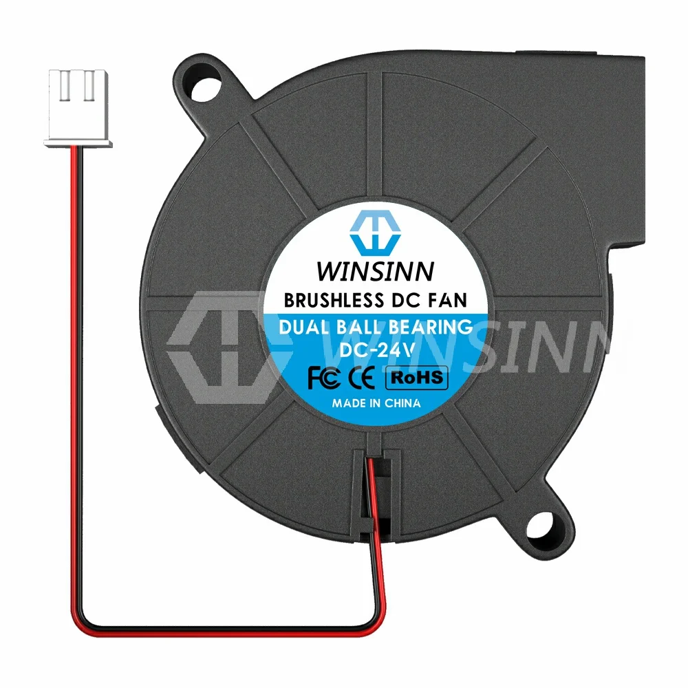 WINSINN 5015 50mm fanoušek 5V 12V 24V, 3D knihtiskař mikro dmychadlo hydraulické / dvojí bál ložisko, bezuhlíkový chladící 50x15mm 2póly