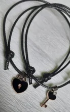 Conjunto de 2 uds. De pulsera de moda para parejas, brazalete de cuerda de diseño de Color negro con llave de bloqueo, joyas de envío al por mayor y directo