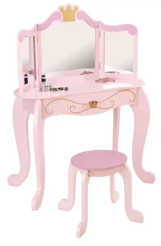 Туалетный столик(трельяж) с зеркалом для девочки "Принцесса"(Princess Vanity& Stool