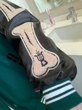 Cazadora de manga larga de cuero sintético para hombre, chaqueta de béisbol con bordado de hueso de retales Vintage, abrigos con cuello en V de gran tamaño, otoño 2020