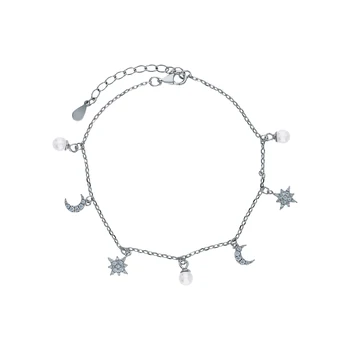 

Silver Bracelet with cubic zirconia and pearls cultured sunlight sample 925