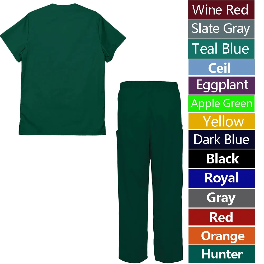 Men's Scrub Set Nursing Uniform Scrubs Set Top and Pants