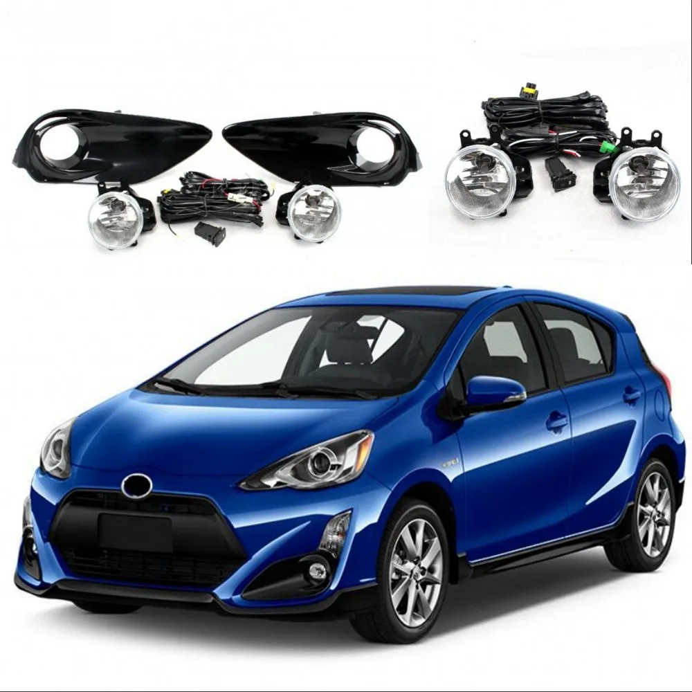 

JanDeNing For Front Bumper Halogen Fog Light Lamp+Wiring+Switch Kit For Prius C Sport/Aqua urban 2015-2016