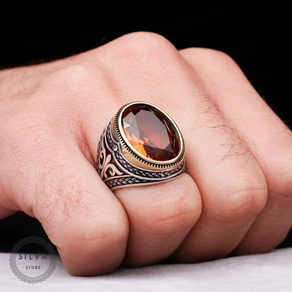 Anello Da Uomo Originale In Argento Sterling 925 Con Pietra Zultanit. Sono Disponibili Gioielli Da Uomo Stampati Con Timbro D'Argento 925 Tutte Le Tag