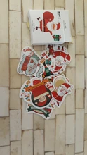 48 unids/caja de Navidad decorativos etiqueta feliz Santa Claus pegatinas en forma para bricolaje Scrapbook decoración de álbumes y diarios de papelería