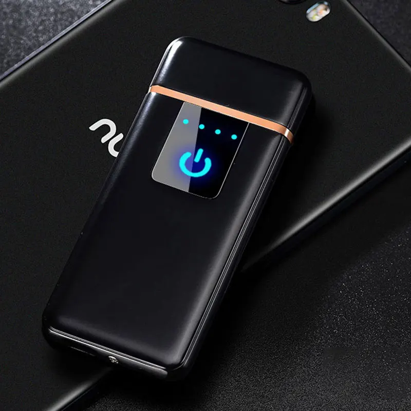 Metal Charging Lighter Touch Induction Windproof Electronic Ultra-thin USB Cigarette Lighter