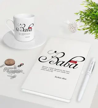 

Personalized Mânâ Dad White Notebook Pen Turkish coffee Cup Seti-1