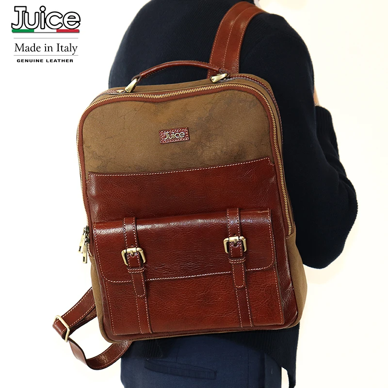 

Juice - made in Italy,Genuine leather,Canvas and Top leather,Men Backpack,Coffee/Brown,112240