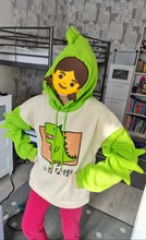 Sudadera con capucha para mujer, de manga larga, con dibujo de dinosaurios, ropa para parte superior femenina, con estampado, casual
