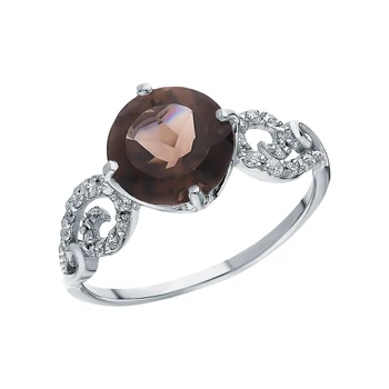 

Silver ring with раухтопазами and cubic zirconia sunlight sample 925