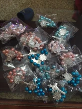 Perla de imitación de cuentas católica Rosario Católico comunión color plata alas colgantes del Crucifijo pulsera lindo regalo