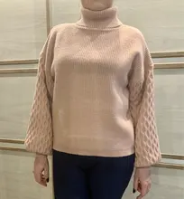 Knitted Pullover Sweater Lantern-Sleeve Turtleneck Simplee Casual Winter Autumn Solid