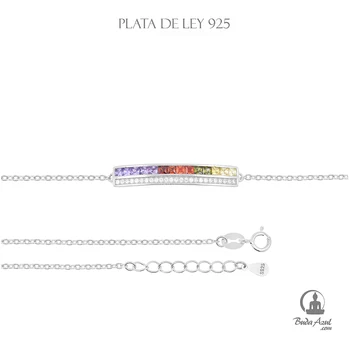 

Pulsera Plata de Ley 925 DOBLE CIRCONITAS COLOR Joyería Silver C700