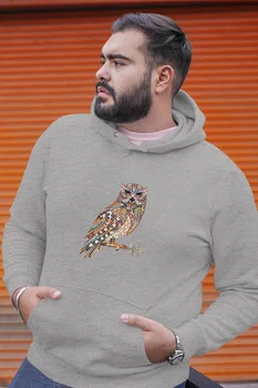 

Angemiel Wear Ethnic Pattern Owl Gray Men 'S Hooded Sweatshirt