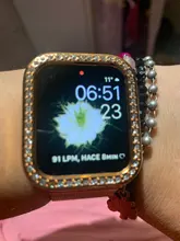 Funda de diamante para Apple watch, accesorios para Apple watch 6 SE 5 4 3 2 1 44mm 40mm 42mm 38mm a mujer, Protector de pantalla