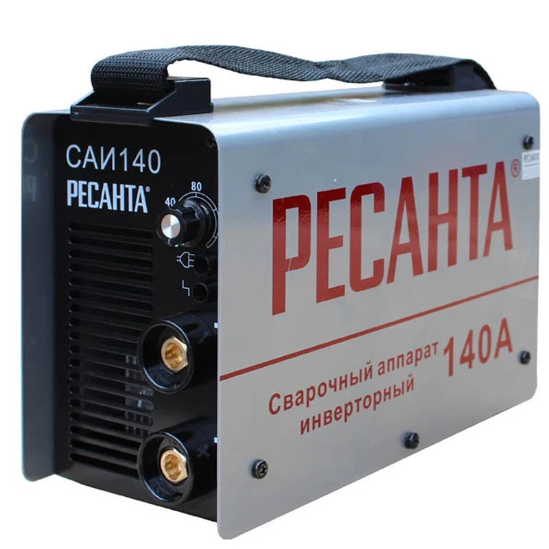 Аппарат сварочный инверторный РЕСАНТА САИ 140 (Диапазон тока от 10 до 140А, мощность 4400, диаметр электродов до 3.2 мм)