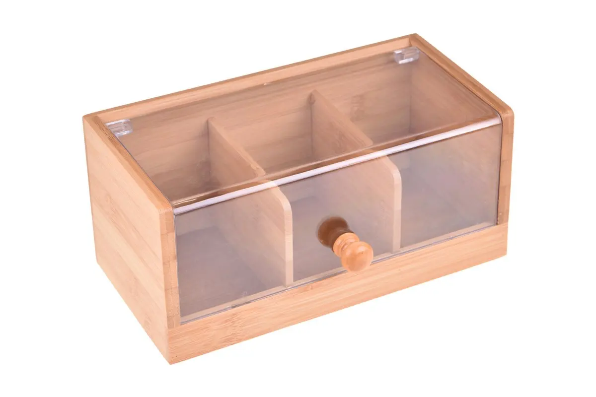 

Bambu 3-Compartment Tea Box Kitchen Organizer Box Free Shipping Worldwide