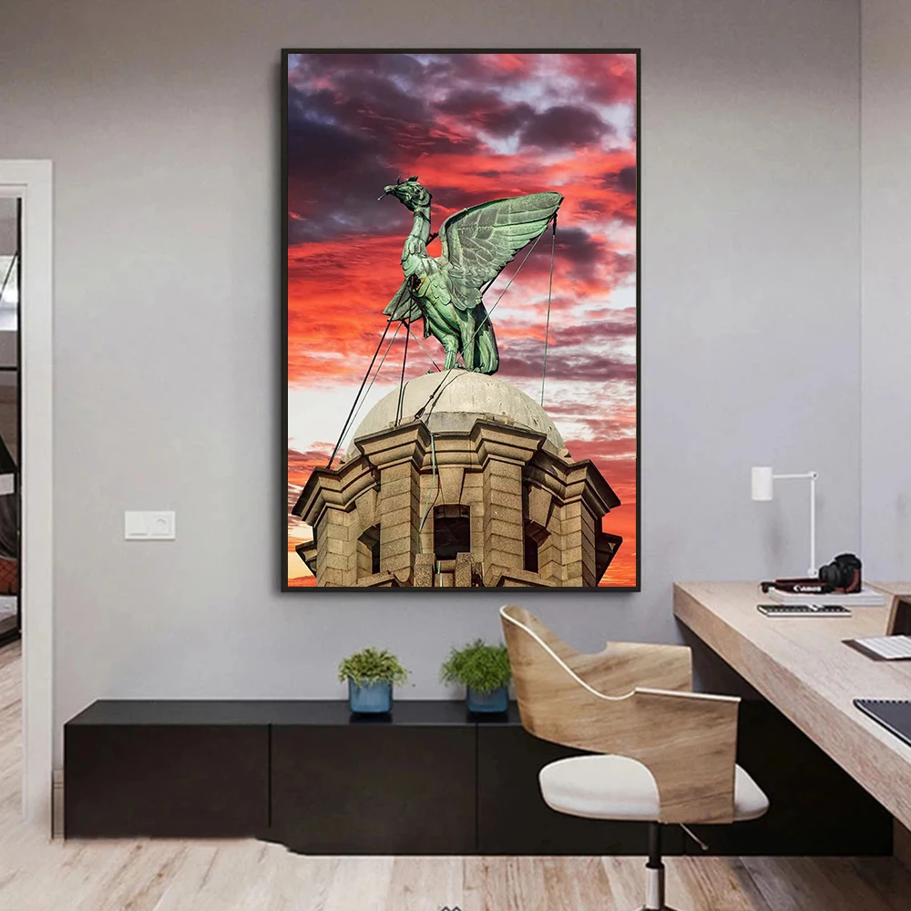 Liverpool Liver Bird Wall Art Poster Liver Room Building HD Print